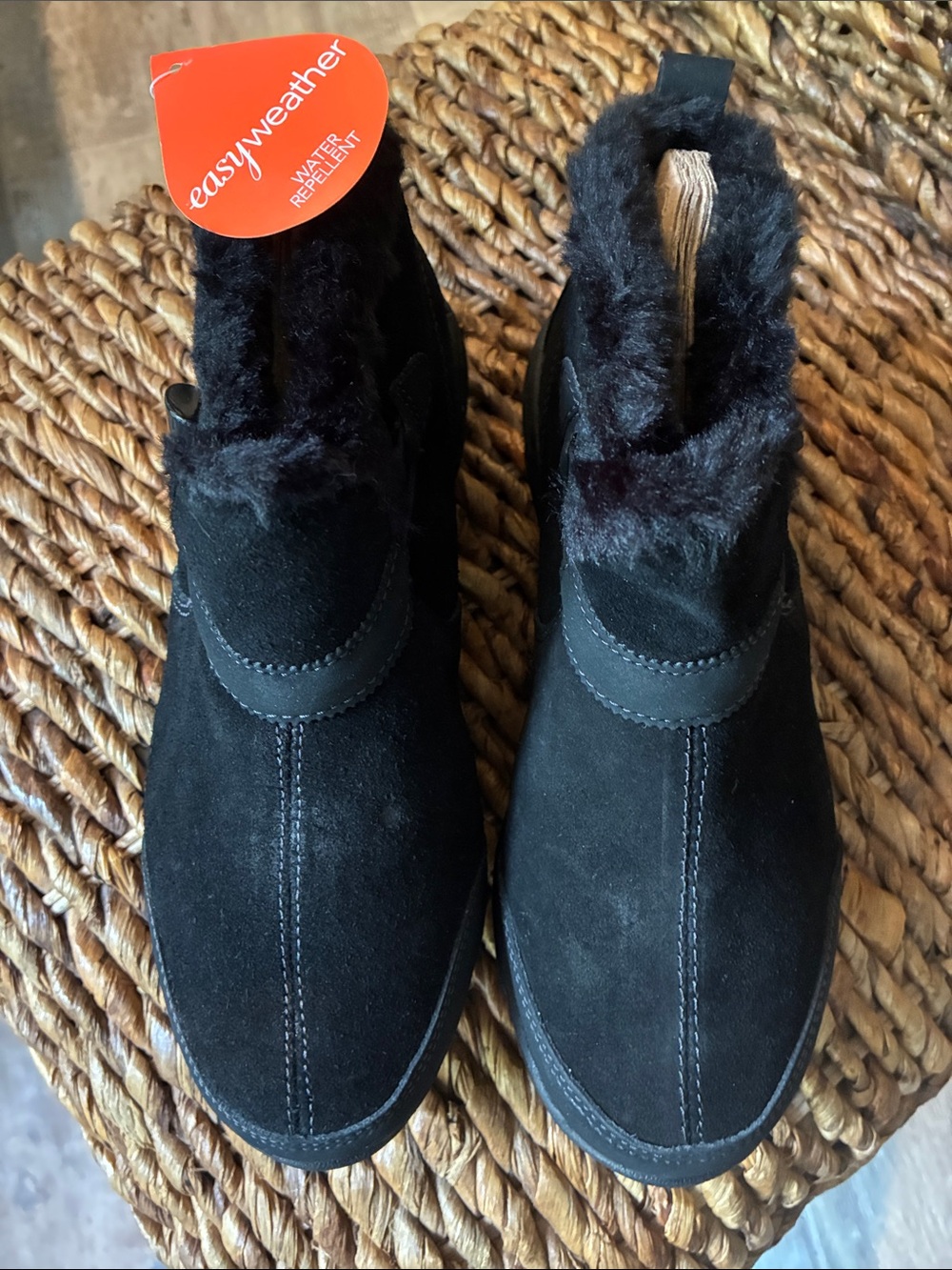 Easy Spirit Black Suede Faux-Fur Winter Boots for Women booties NWT 7.5 W